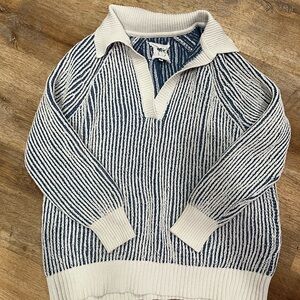 Aerie Blue and White Knit Sweater